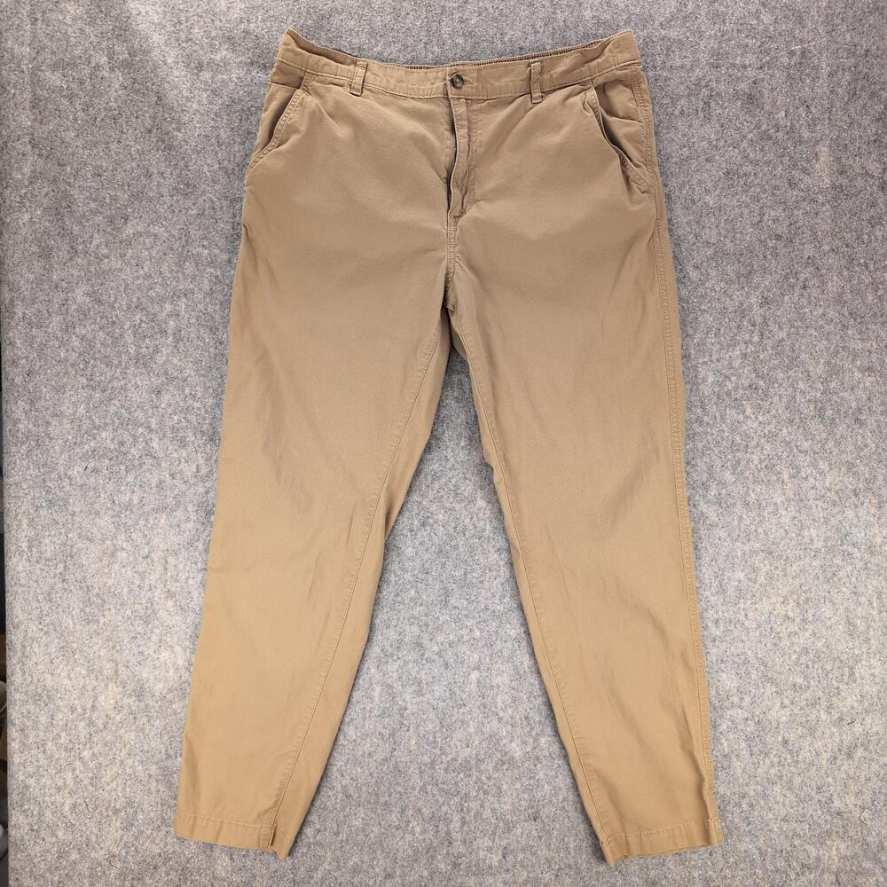 Eddie Bauer Pants Mens 38x30 Beige Chino Elastic Waist Stretch Travel Casual